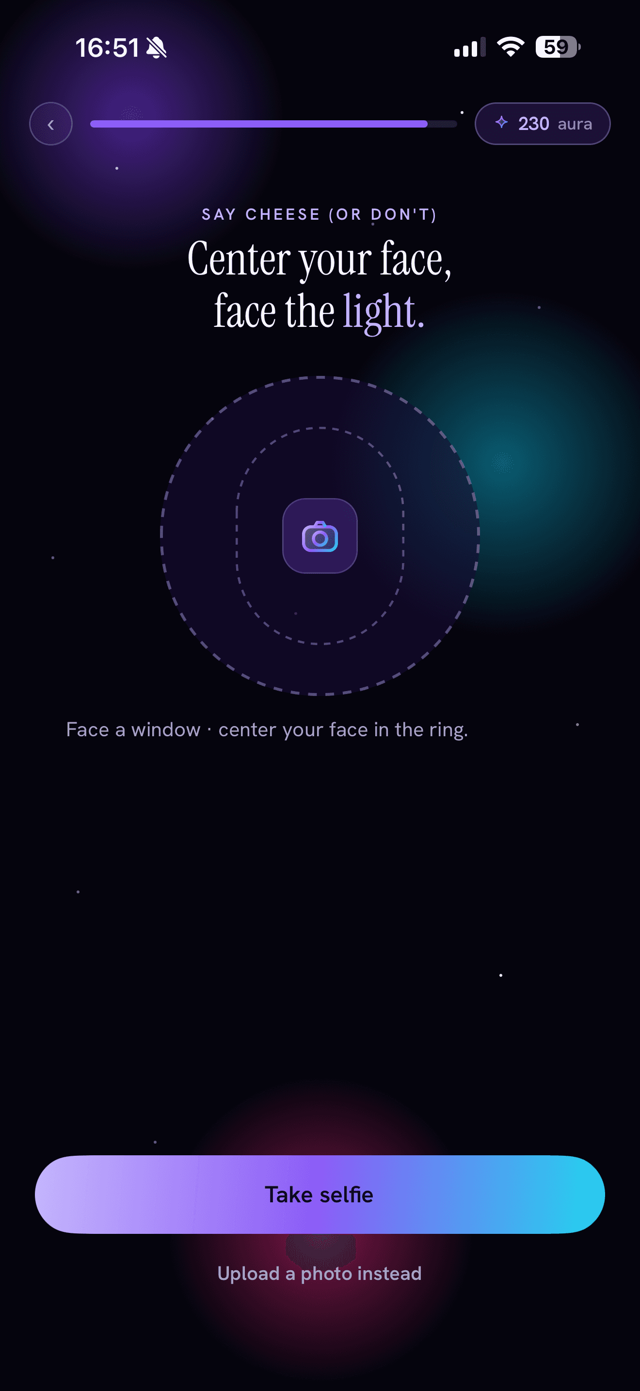 Auratype app: guided selfie capture