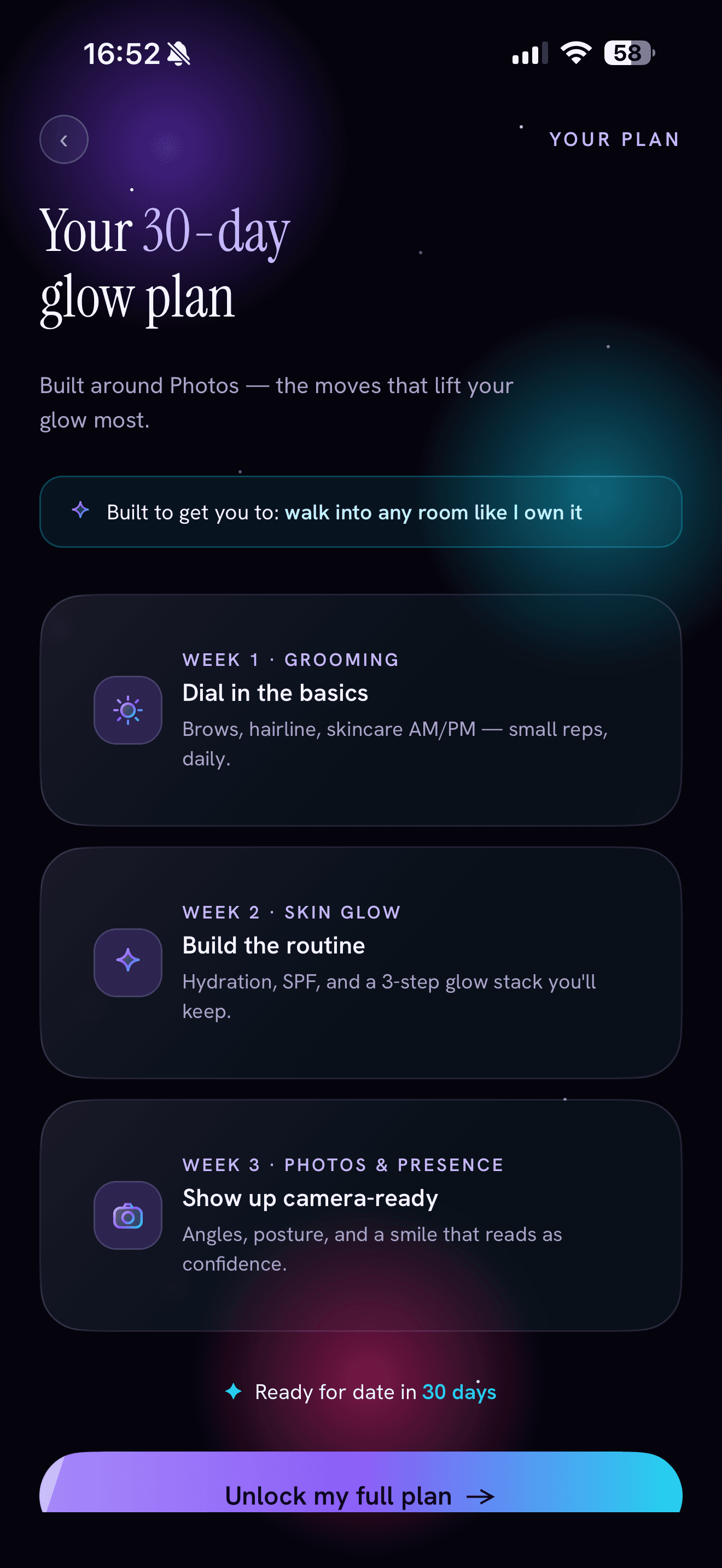 Auratype app: personalized 30-day plan